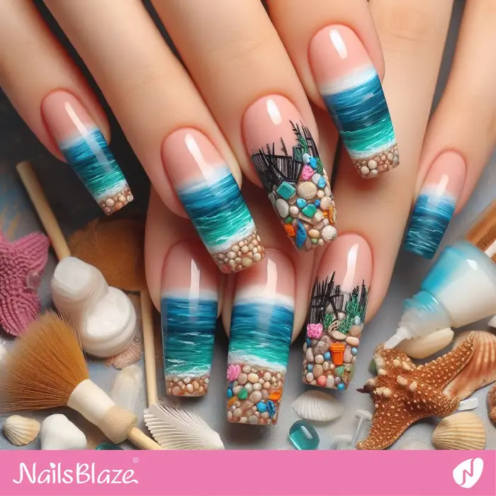 Stop Plastic Pollution Nail Design | Save the Ocean Nails - NB3101